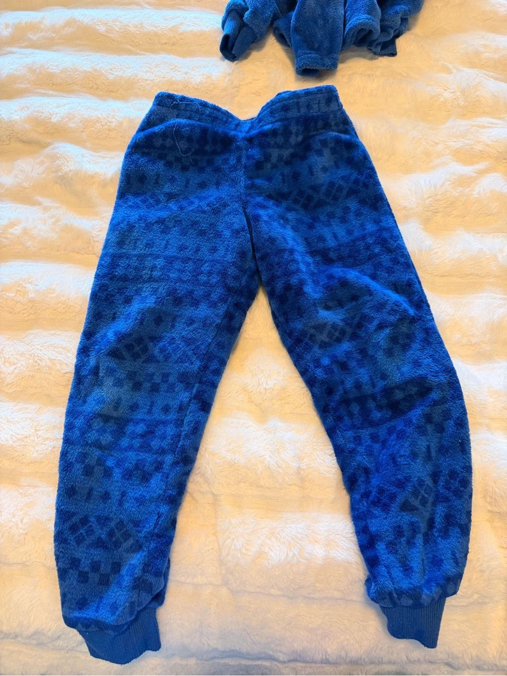 Cat & Jack Bright Blue Plush Pajama Set with Smiley Patch